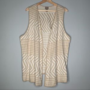 Chico’s Beige Chevron Waterfall Cardigan Vest 3/XL